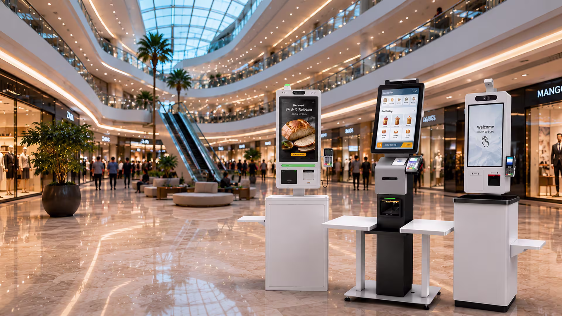AI-powered Smart Retail Touch Screen Kiosk for self-service shopping