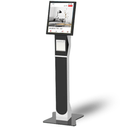 Slim information kiosk for reception and lobby wayfinding