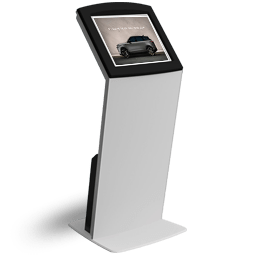 Freestanding information kiosk with large touch screen for self-service guidance